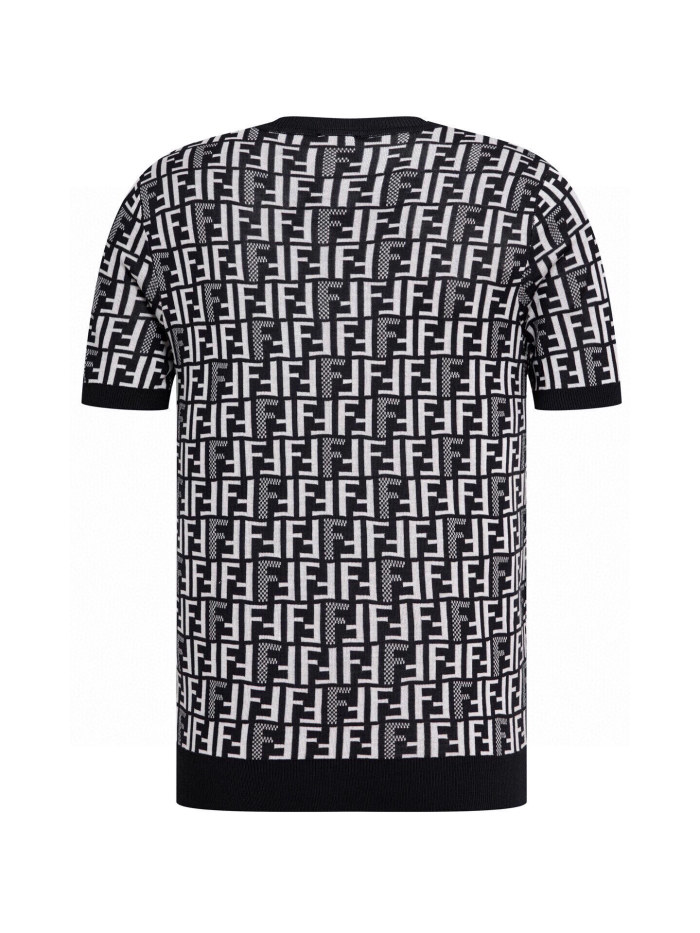 Fendi Jumper Fabric Black Knit Short Sleeve