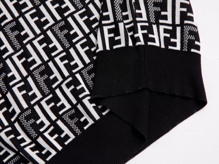 Fendi Jumper Fabric Black Knit Short Sleeve