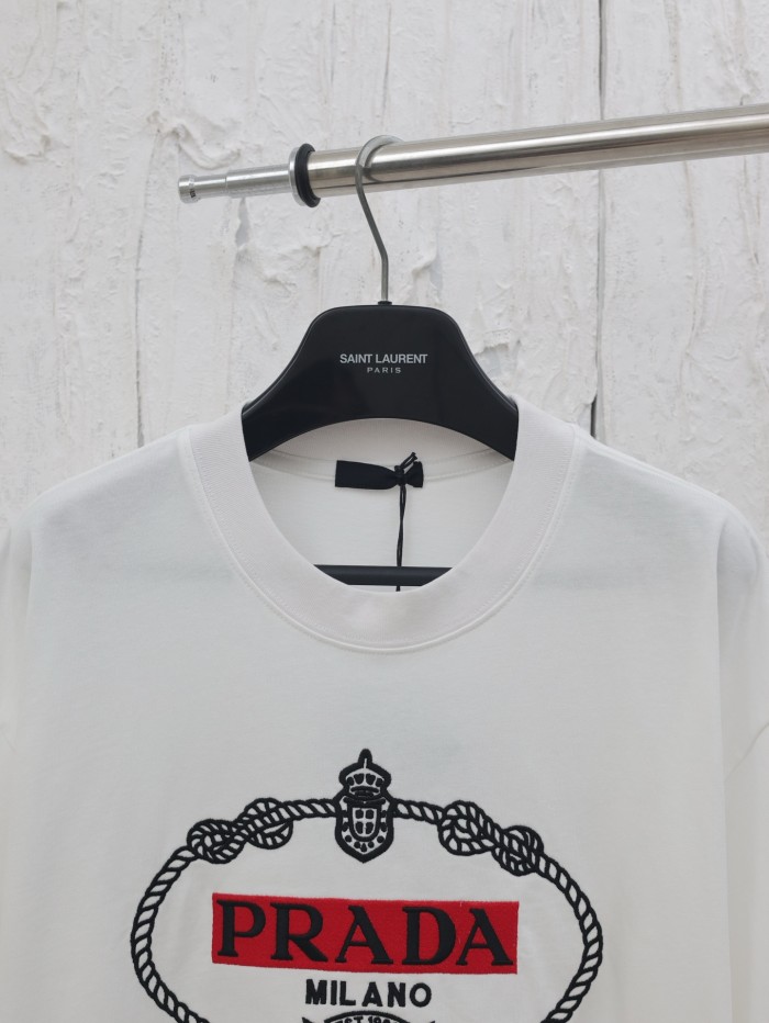 Prada Embroidered Logo T-Shirt
