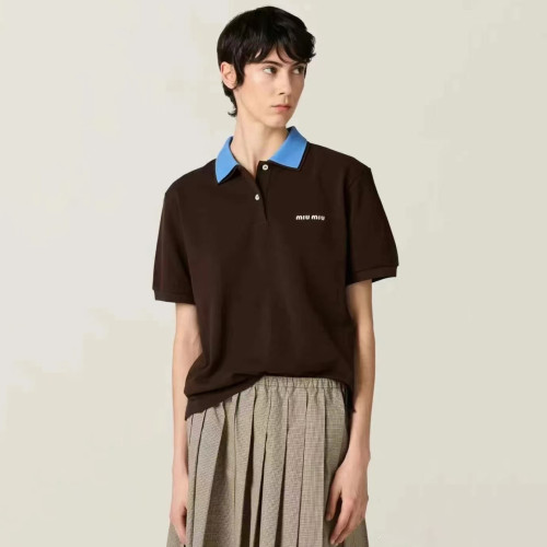 MiuMiu Cocoapervinca Cotton Piqué Polo Shirt