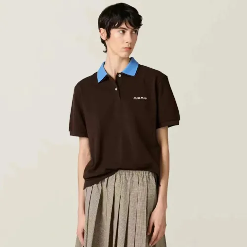 MiuMiu Cocoapervinca Cotton Piqué Polo Shirt