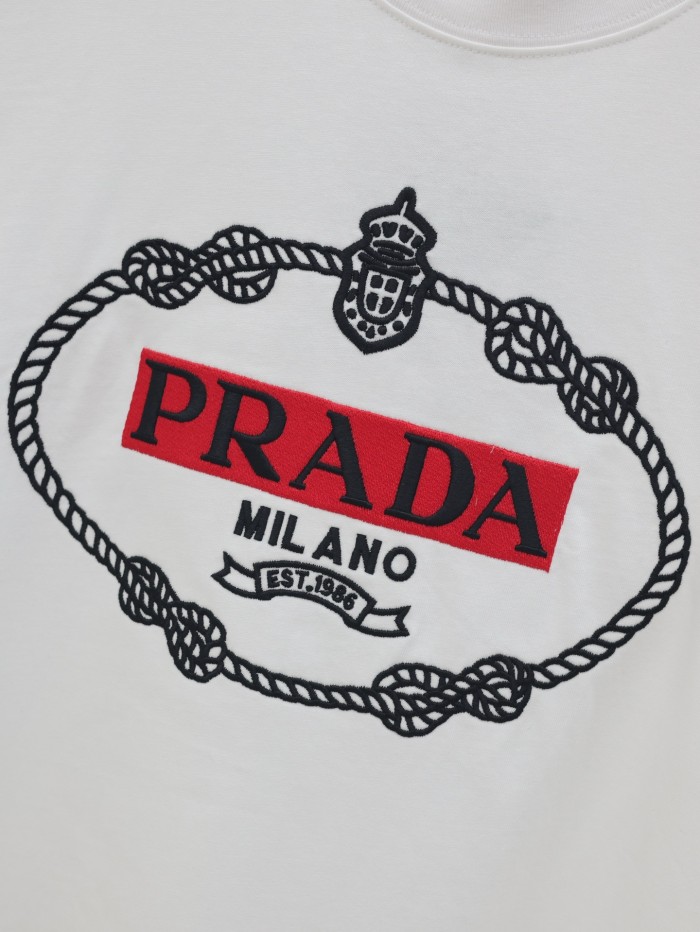 Prada Embroidered Logo T-Shirt