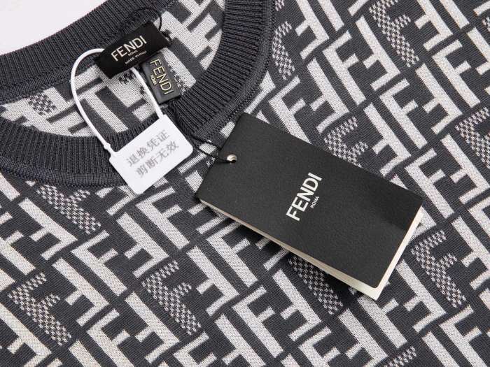 Fendi Jumper Fabric Black Knit Short Sleeve