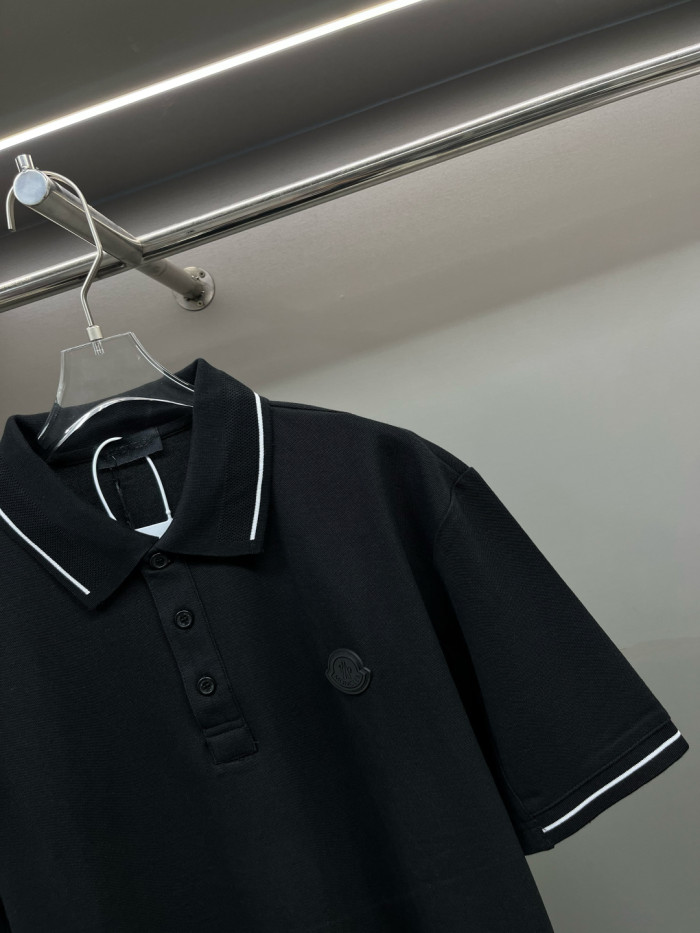 Moncler Optical Logo Patch Cotton Polo Shirt