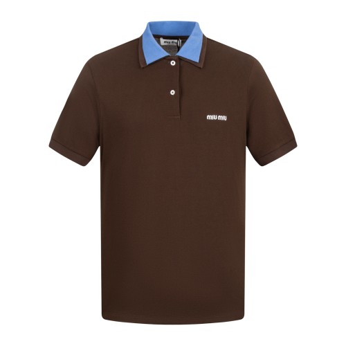 MiuMiu Cocoapervinca Cotton Piqué Polo Shirt