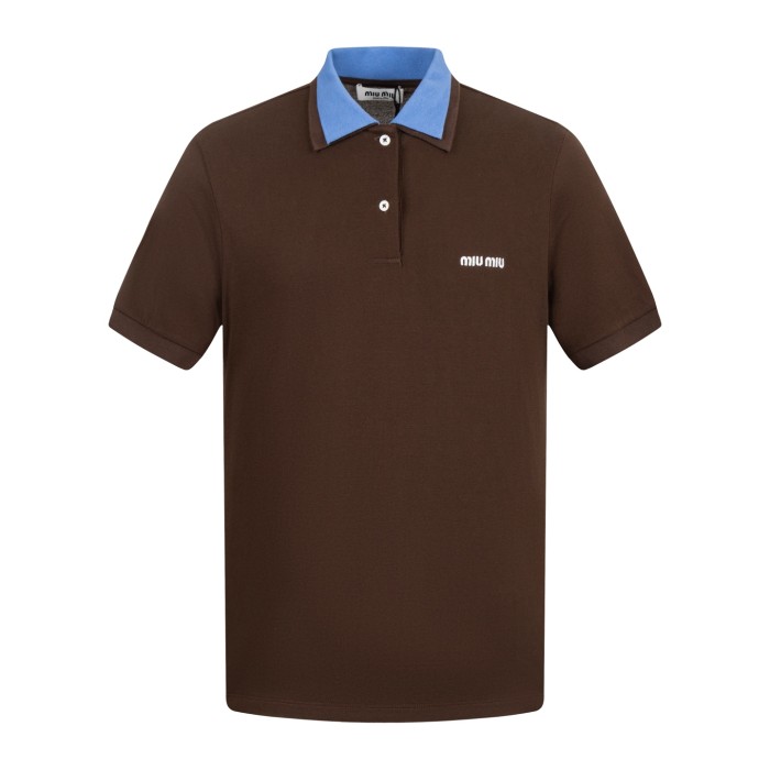 MiuMiu Cocoapervinca Cotton Piqué Polo Shirt