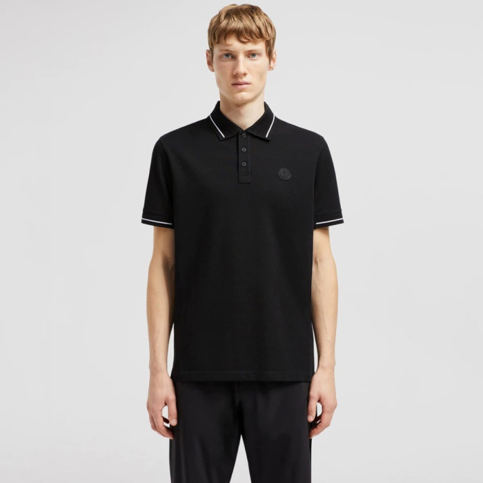 Moncler Optical Logo Patch Cotton Polo Shirt