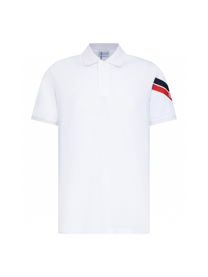 Moncler Tricolor-Trimmed Cotton Piquet Polos T-shirt