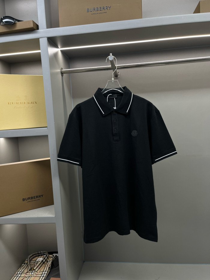 Moncler Optical Logo Patch Cotton Polo Shirt