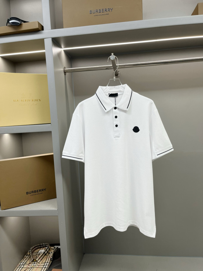 Moncler Optical Logo Patch Cotton Polo Shirt