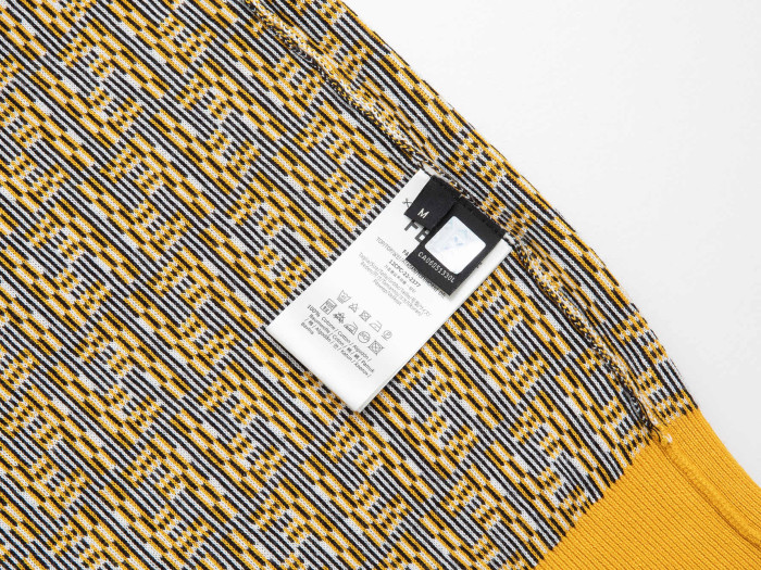 Fendi Light Yellow Logo Jacquard Polo Wool Sweater