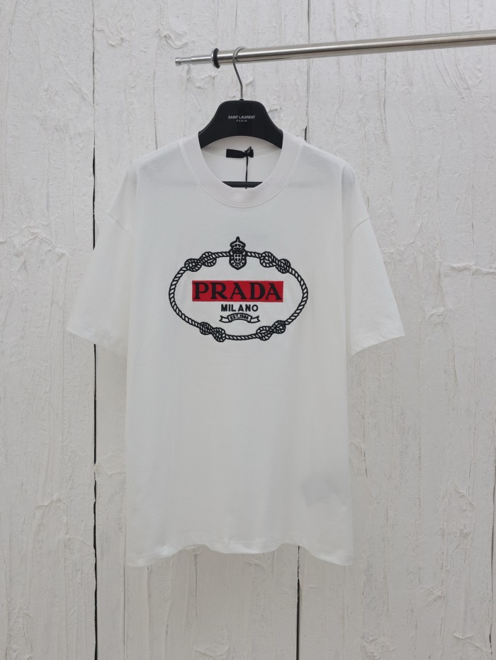Prada Embroidered Logo T-Shirt