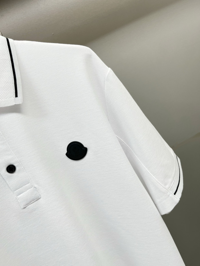 Moncler Optical Logo Patch Cotton Polo Shirt