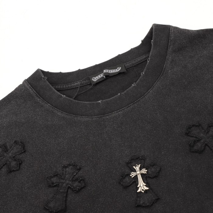 Chrome Hearts Washed Cross Patch Short Sleeve T-Shirt