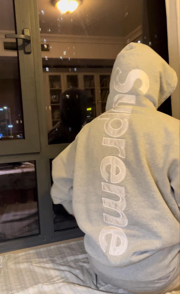 Supreme Satin Appliqué Hooded Sweatshirt