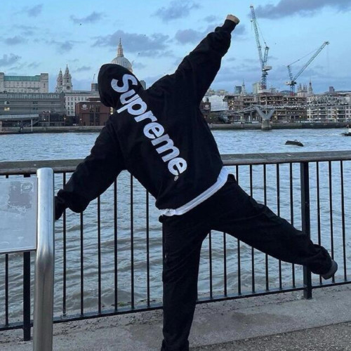 Supreme Satin Appliqué Hooded Sweatshirt