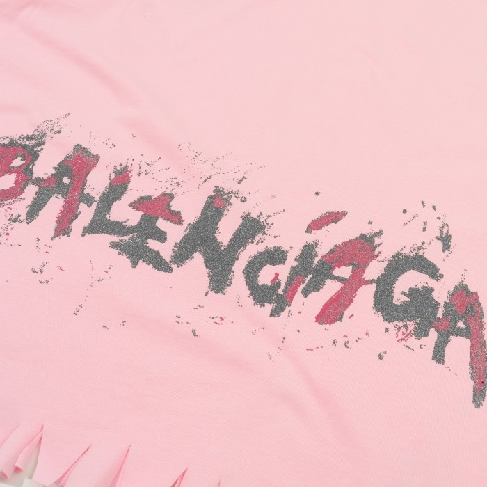 Women's Balenciaga Nail Polish Cropped T-shirt in Baby Pink