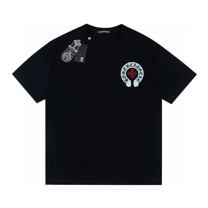 Chrome Hearts Red Lips Colorful Cross Short Sleeve T-shirt