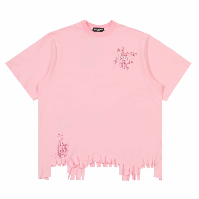 Women's Balenciaga Nail Polish Cropped T-shirt in Baby Pink