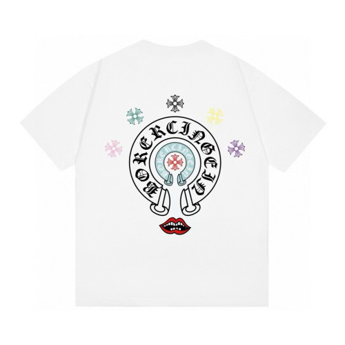 Chrome Hearts Red Lips Colorful Cross Short Sleeve T-shirt