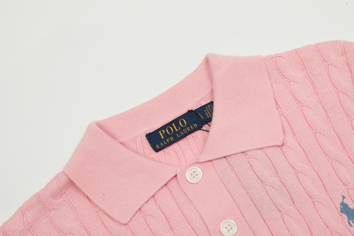 Ralph Lauren Lapel Solid Color Embroidered Logo Knitted Short Sleeve