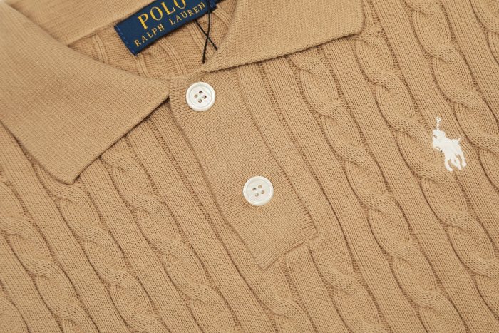 Ralph Lauren Lapel Solid Color Embroidered Logo Knitted Short Sleeve