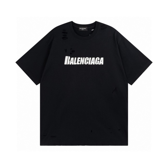 Balenciaga Oversized Distressed Logo Jersey T-Shirt