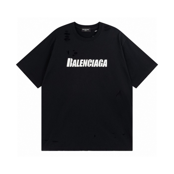 Balenciaga Oversized Distressed Logo Jersey T-Shirt