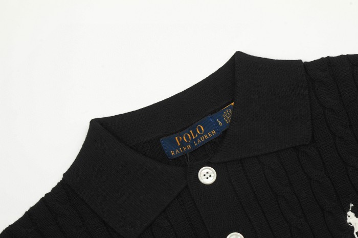 Ralph Lauren Lapel Solid Color Embroidered Logo Knitted Short Sleeve