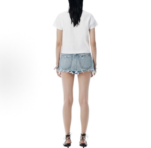 Alexander Wang White Crystal Hotfix & Cotton Logo Tee