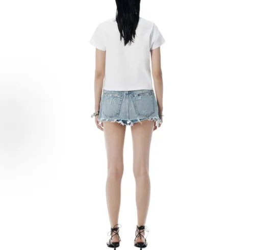 Alexander Wang White Crystal Hotfix & Cotton Logo Tee