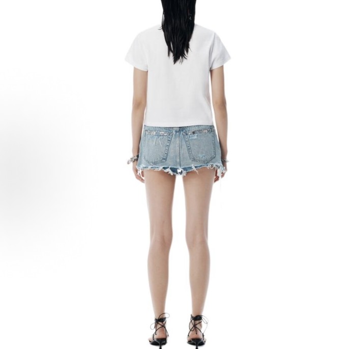 Alexander Wang White Crystal Hotfix & Cotton Logo Tee