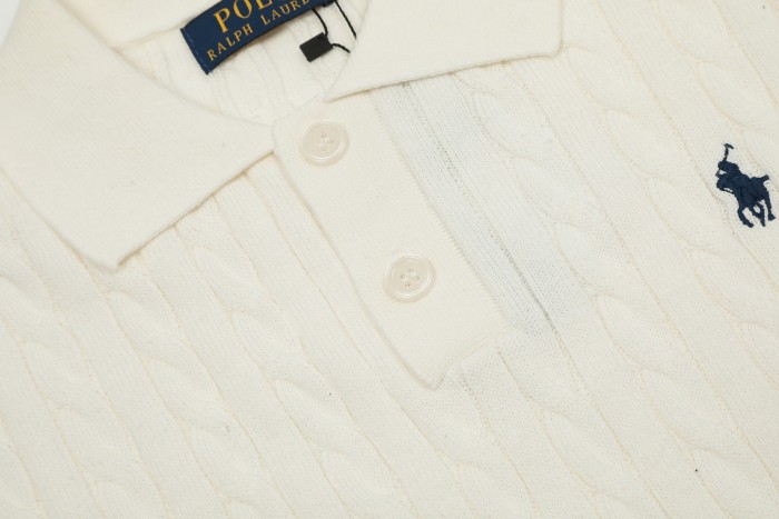 Ralph Lauren Lapel Solid Color Embroidered Logo Knitted Short Sleeve