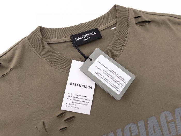 Balenciaga Oversized Distressed Logo Jersey T-Shirt