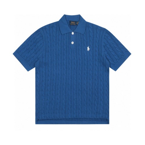 Ralph Lauren Lapel Solid Color Embroidered Logo Knitted Short Sleeve