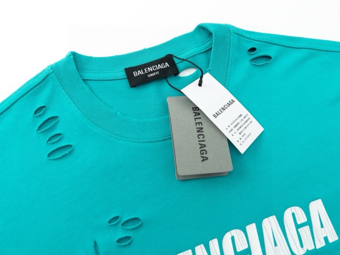 Balenciaga Oversized Distressed Logo Jersey T-Shirt