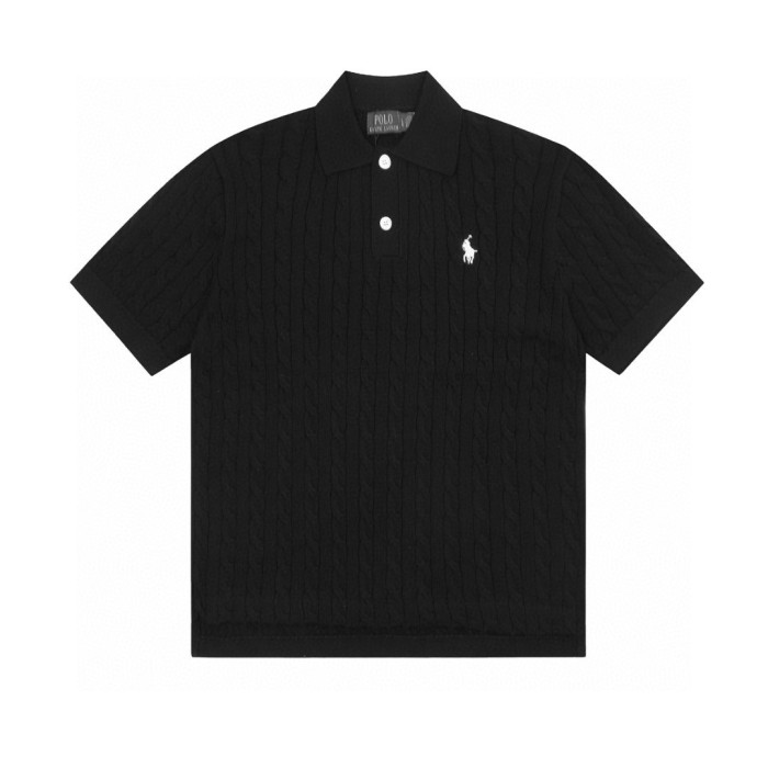 Ralph Lauren Lapel Solid Color Embroidered Logo Knitted Short Sleeve