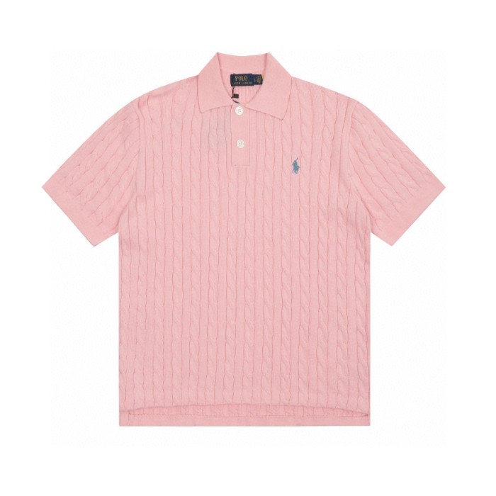 Ralph Lauren Lapel Solid Color Embroidered Logo Knitted Short Sleeve