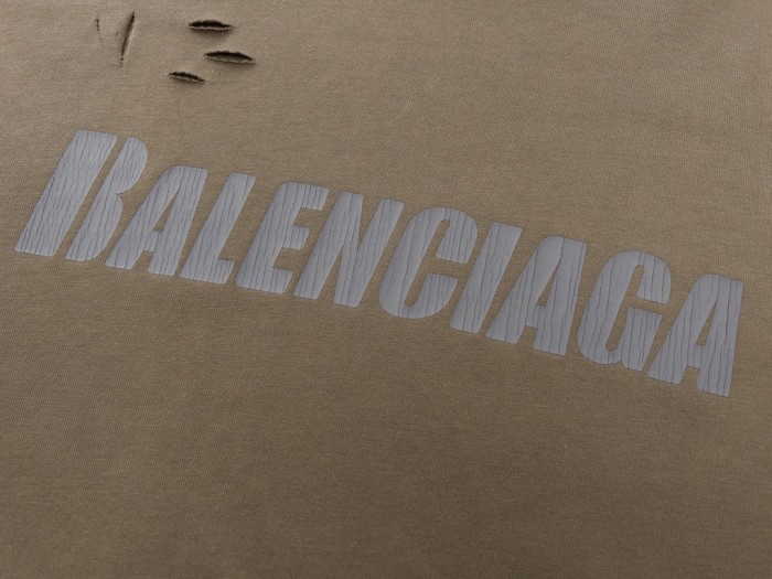 Balenciaga Oversized Distressed Logo Jersey T-Shirt