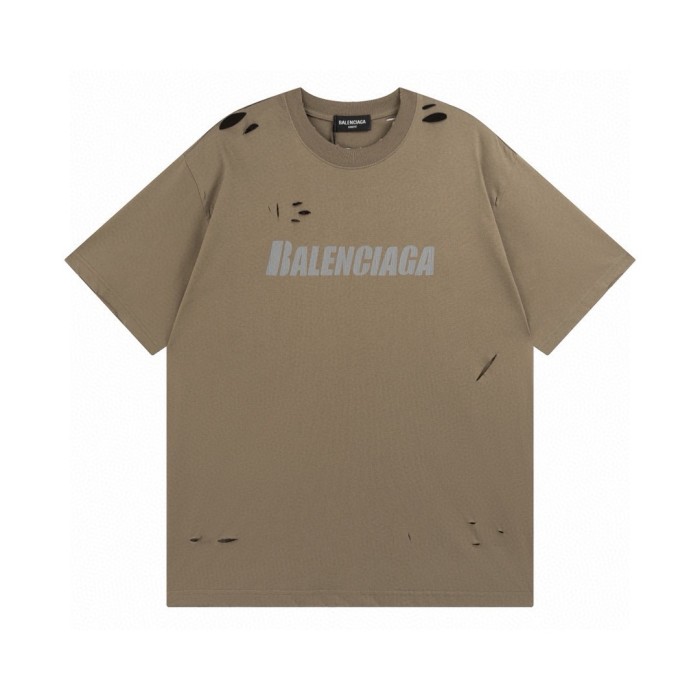 Balenciaga Oversized Distressed Logo Jersey T-Shirt