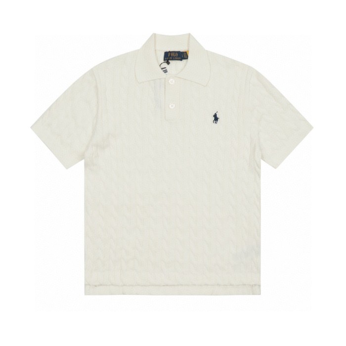 Ralph Lauren Lapel Solid Color Embroidered Logo Knitted Short Sleeve
