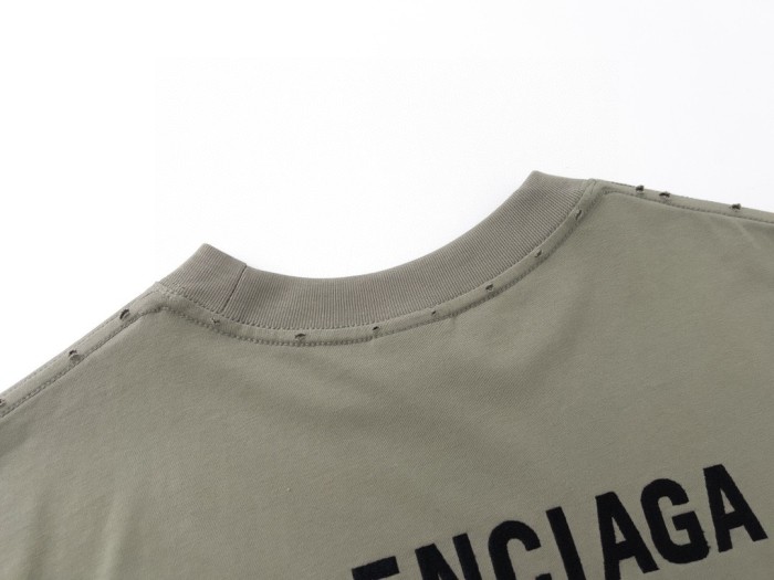 BALENCIAGA Distressed Logo-Embroidered Cotton-Jersey T-shirt