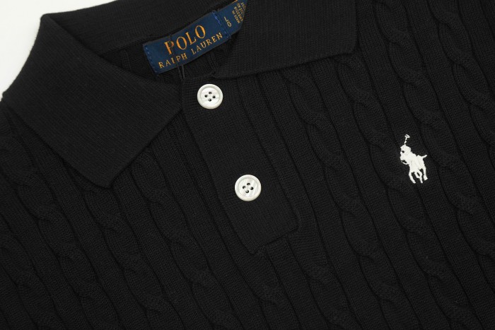 Ralph Lauren Lapel Solid Color Embroidered Logo Knitted Short Sleeve