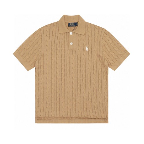 Ralph Lauren Lapel Solid Color Embroidered Logo Knitted Short Sleeve