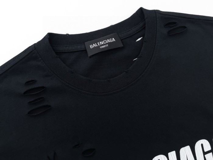 Balenciaga Oversized Distressed Logo Jersey T-Shirt