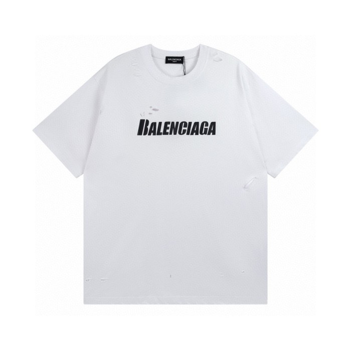 Balenciaga Oversized Distressed Logo Jersey T-Shirt