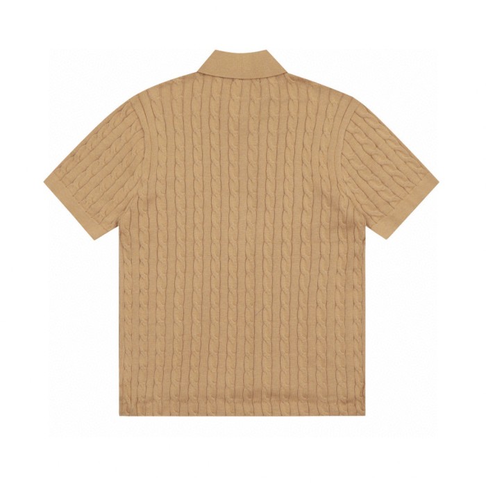 Ralph Lauren Lapel Solid Color Embroidered Logo Knitted Short Sleeve