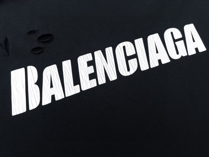 Balenciaga Oversized Distressed Logo Jersey T-Shirt