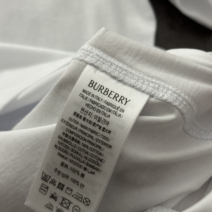 Burberry Check Trim Cotton T-shirt in Chalk