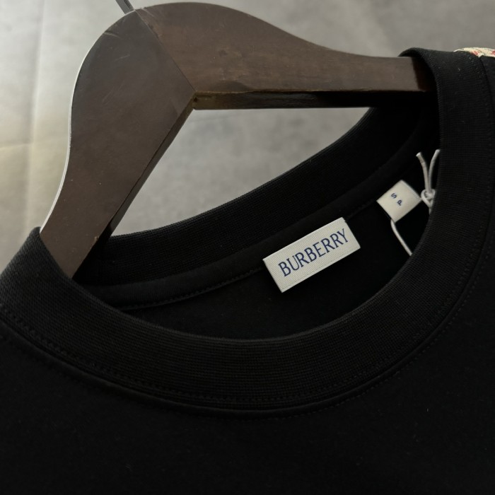 Burberry Check Trim Cotton T-shirt in Chalk